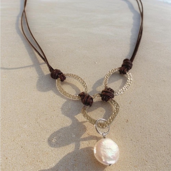 Silpada Jewelry - Silpada County Pearl with Brown leather Cord Necklace N1257